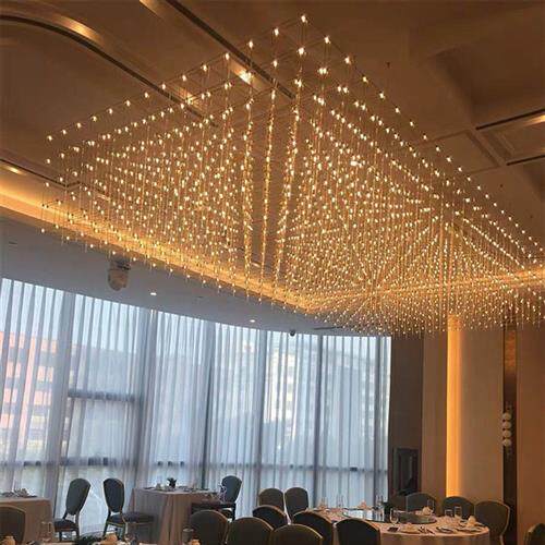 酒店大堂吊灯售楼部沙盘会所酒吧非标工程灯设计师定制光立方吊灯