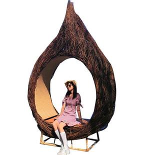 巴厘岛网红户外鸟巢吊椅休闲民宿景区拍摄地秋千创意悬挂圆形鸟巢
