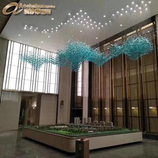 定制彩色冰块灯水晶玻璃石头吊灯售楼部沙盘吊灯酒店装 饰琉璃挂件