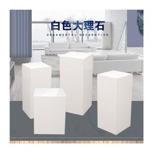 现代装 饰纯白色大理石雕塑摆台酒店会所家居艺术品展示大理石底座