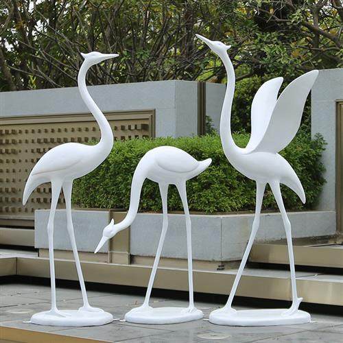 玻璃钢仙鹤雕塑户外园林景观花园庭院别墅酒店大堂草坪装饰摆件