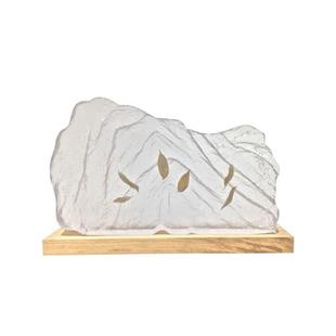 现代简约摆件石头雕塑透明树脂内带落叶酒店客厅玄关别墅会所摆设