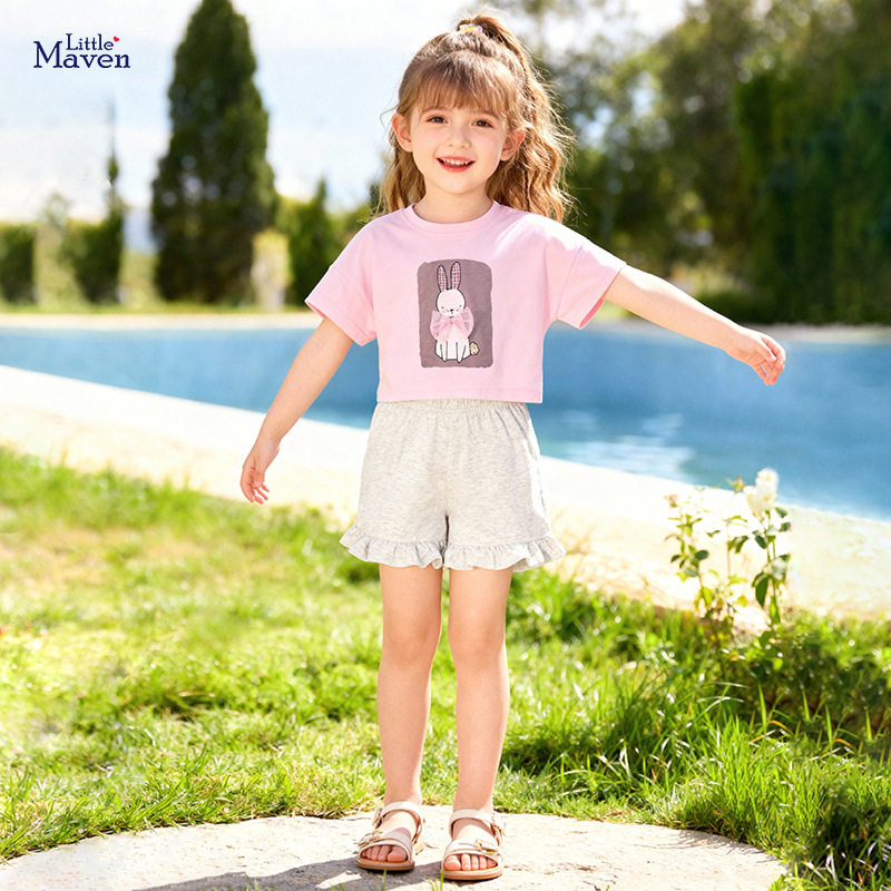 Little maven女童套装 夏季欧美儿童套装 可爱卡通宝宝两件套,童装/婴儿装/亲子装,儿童运动套装,淘宝优惠券,粉丝福利购,淘宝优惠卷