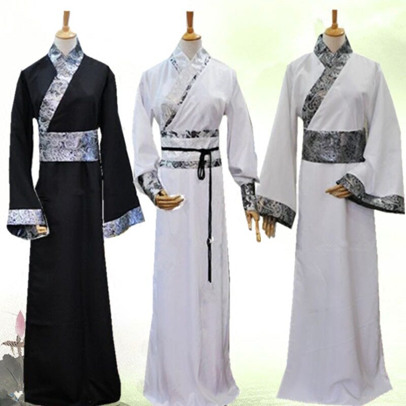 古装男演出服古代头饰服装2020新款女汉服白色侠客唐朝大侠侍卫服