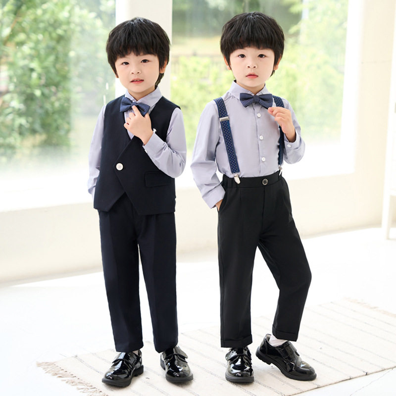 儿童西装礼服秋季新款英伦绅士帅气马甲套装男宝宝花童周岁摄影服