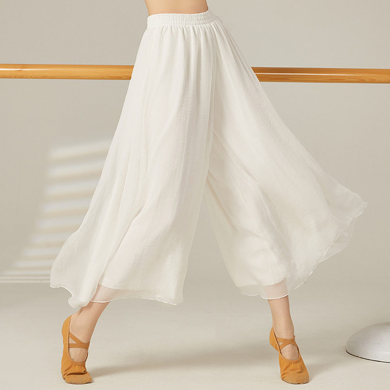 古典舞裙裤演出服女飘逸阔腿裤现代舞练功服舞蹈裤宽松纱裤白裤子
