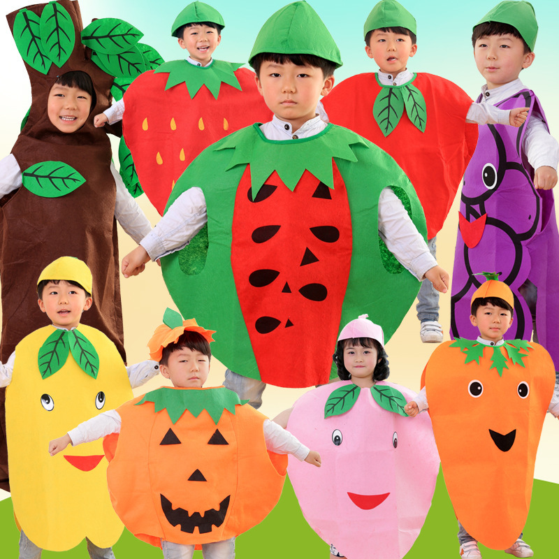 圣诞节儿童水果蔬菜造型演出服幼儿园水果环保时装秀表演出衣服