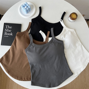 纯棉吊带背心女外穿带胸垫一体无钢圈文胸性感防走光打底内衣抹胸