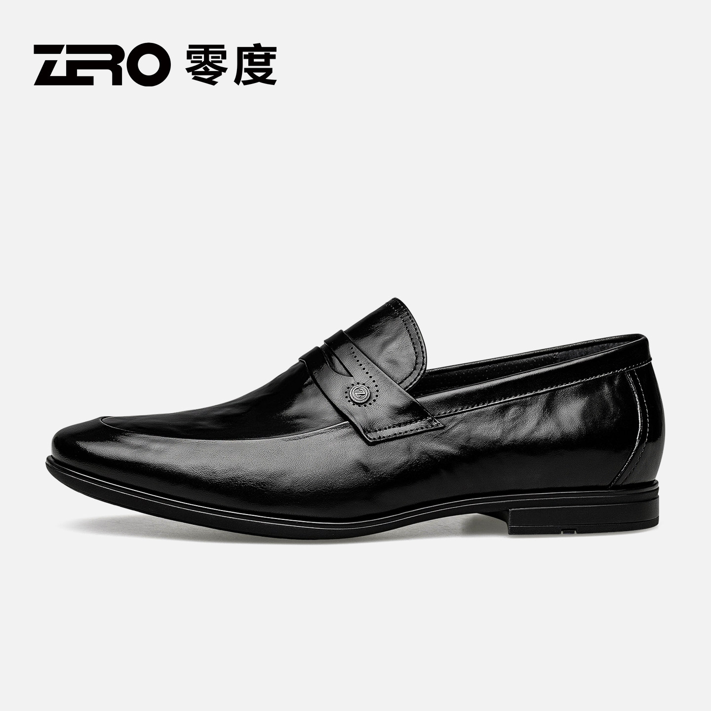 零度男鞋2026年春秋透气真皮软底百搭商务休闲皮鞋一脚蹬乐福鞋男