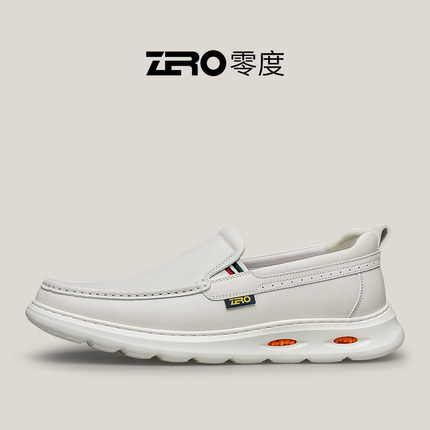 ZRO零度男鞋2025新款真皮爆米花底轻便豆豆鞋一脚蹬男士休闲皮鞋