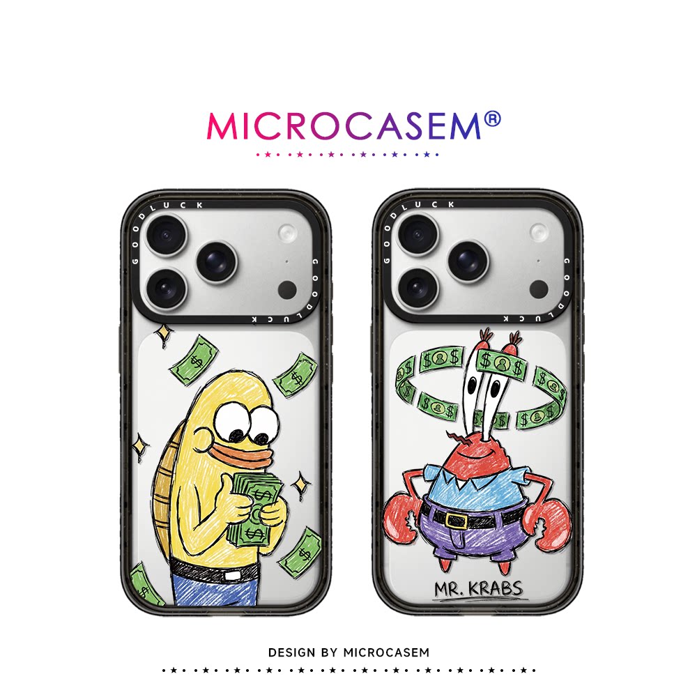磁吸MagSafe搞怪数钱丑鱼蟹老板适用iphone17pro手机壳18promax苹果16透明保护套15plus比奇堡的居民14情侣13