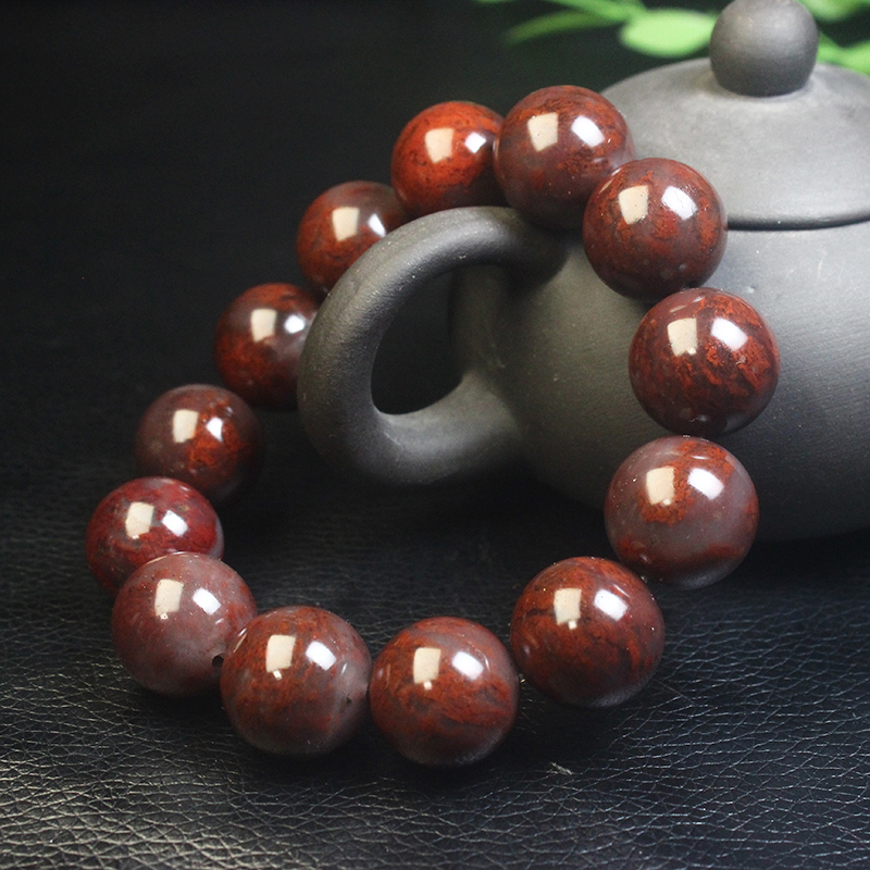 正品鸡血石手串桂林鸡血玉乾坤料手链男款纯天然玉石带证书18mm