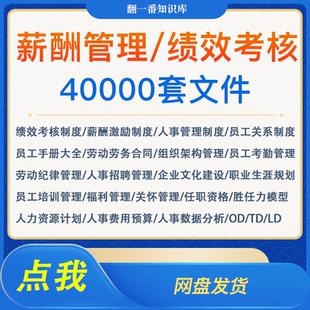 薪酬与绩效管理方案考核体系设计制度企业员工kpi薪资激励工具包