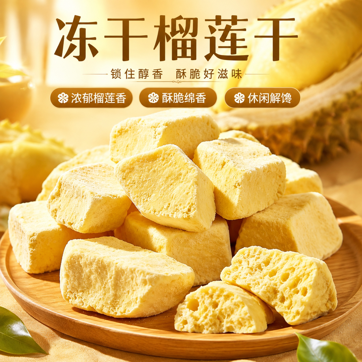 冻干金枕榴莲干泰国进口水果脆果脯水果干榴莲脆块网红休闲小零食