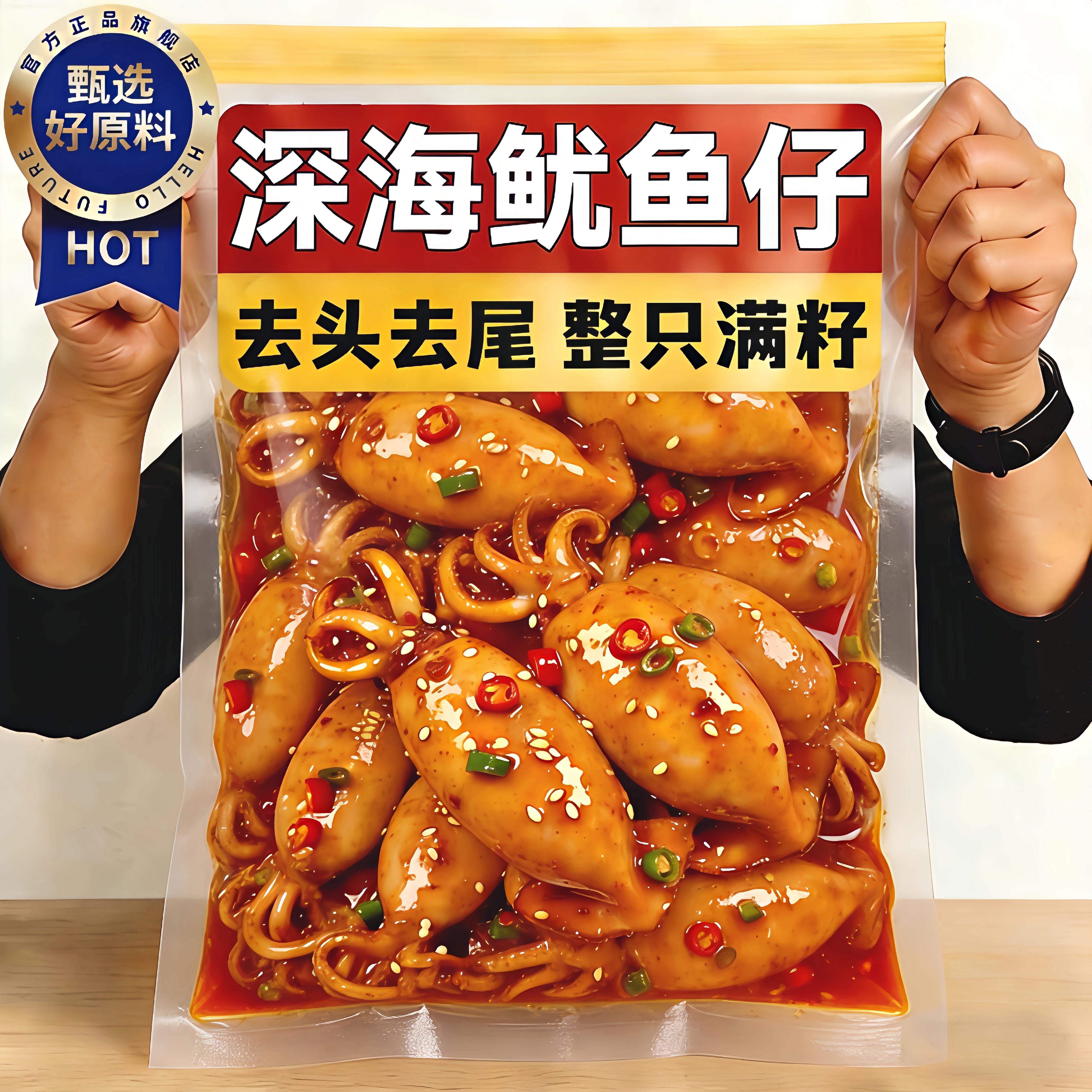 带籽鱿鱼仔官方旗舰店开袋即食墨鱼仔大号香辣烧烤海味零食小包装