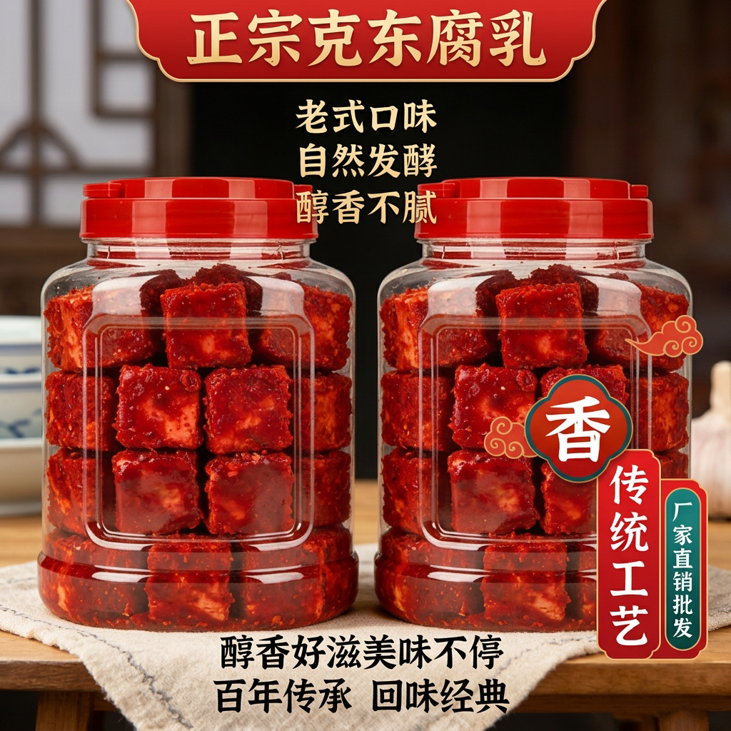 正宗克东腐乳东北特产黑龙江官方旗舰店老字号红方腐乳百年工艺制