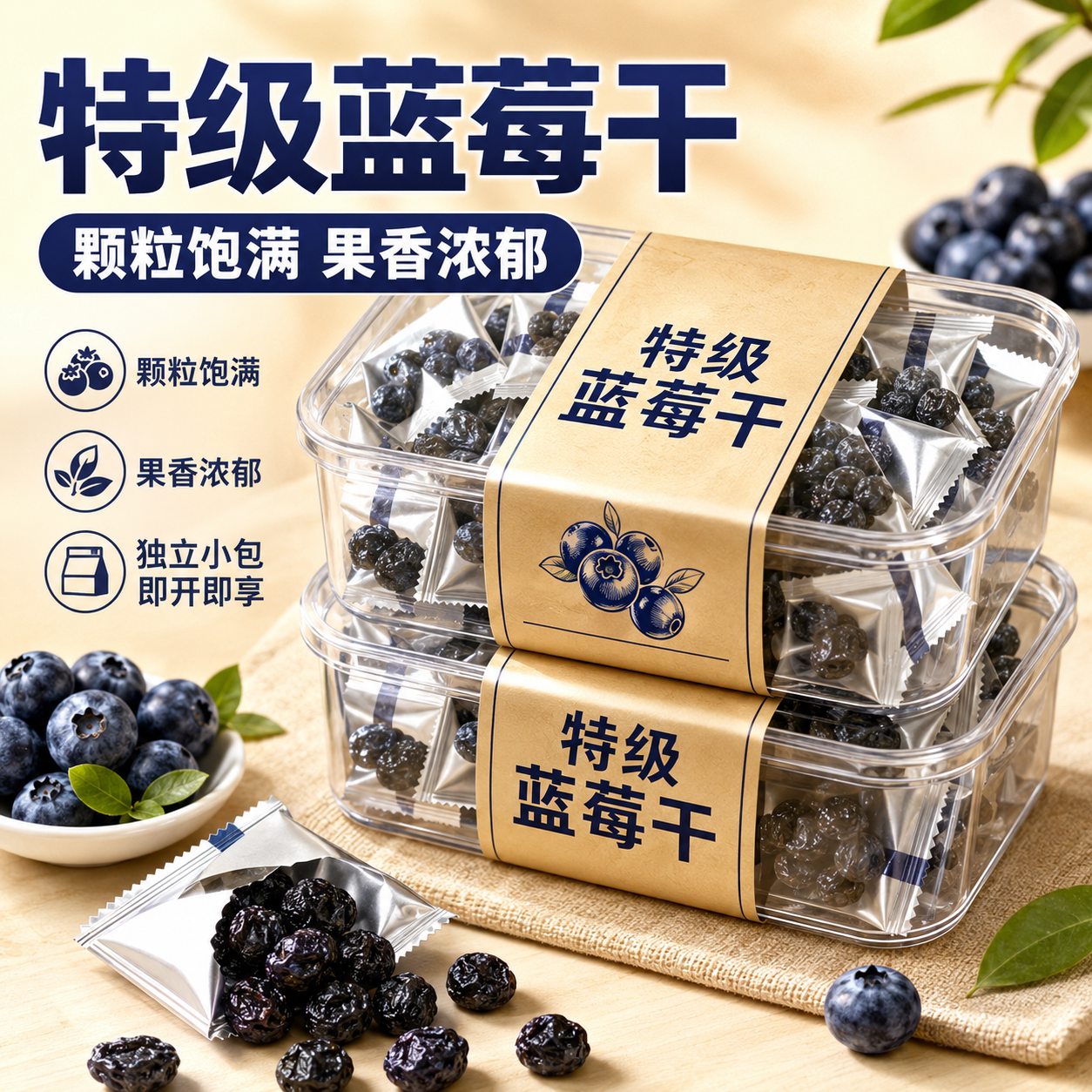 正宗蓝莓干果干大兴安岭原味特大颗粒有机纯蓝莓干果汁官方旗舰店
