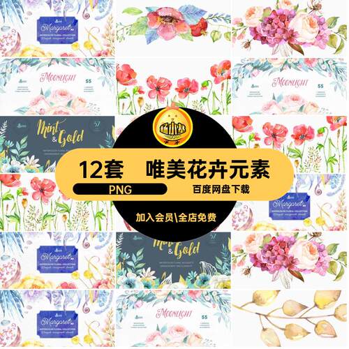 唯美花卉元素合集抠套图