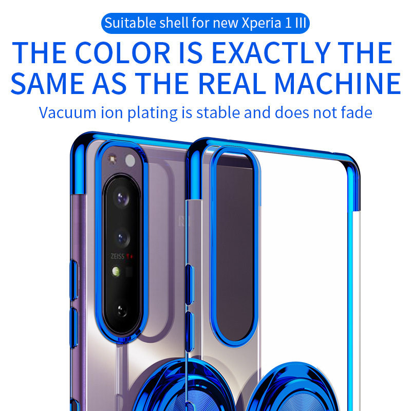 适用Sony索尼Xperia1 iii手机壳5/10iii电镀透明保护套指环支架新