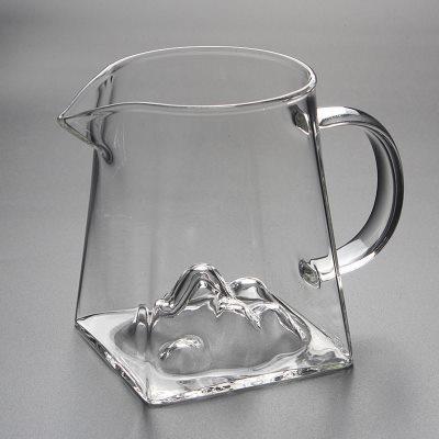 耐热高温加厚玻璃公道杯茶漏功夫茶具过滤分茶器小号公杯观山四方