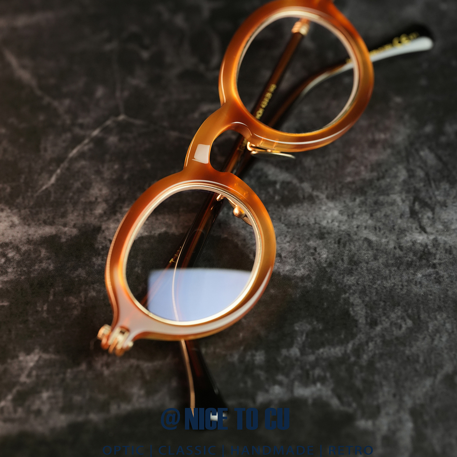 TAVAT SC059 43HOH镜框文艺复古镜架近视眼镜日系手工眼镜琥珀色