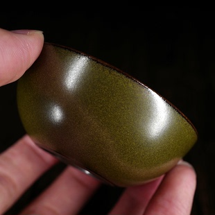 有茶有器景德镇谷雨山房复古风茶叶末釉小鸡缸杯手工原矿主人茶杯