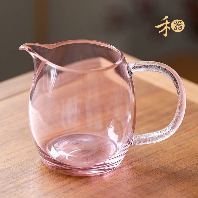 台湾禾器新品公道杯绮彩澄然粉色系玻璃茶海茶室家用耐热分茶器
