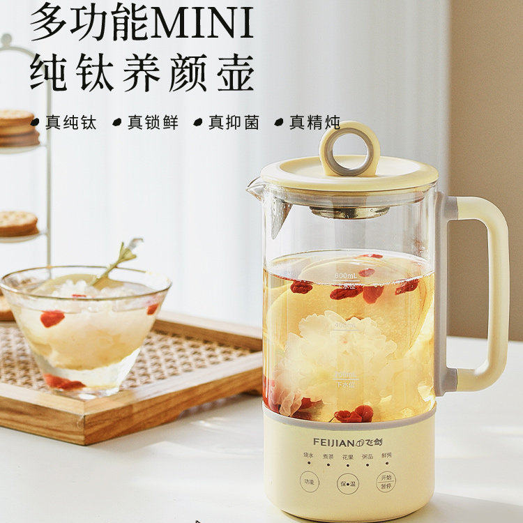 飞剑纯钛滤养颜壶mini多功能家用全自动烧水壶小型便携办公煮茶壶