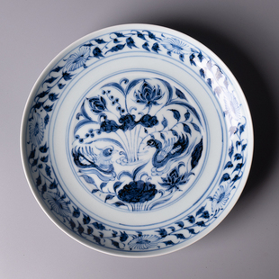 有茶有器景德镇周棋稳溪兰仰元手绘仿元青花鸳鸯戏水壶承陶瓷干泡