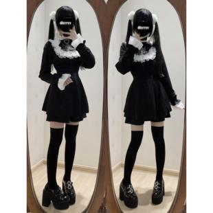 长袖 蕾丝黑白拼接短袖 刺绣收腰量产型蕾服 四团 天国阶梯