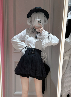 氛围元气【月下白蝶 长袖】喇叭袖蕾丝上衣 下裙 甜美可爱蕾系