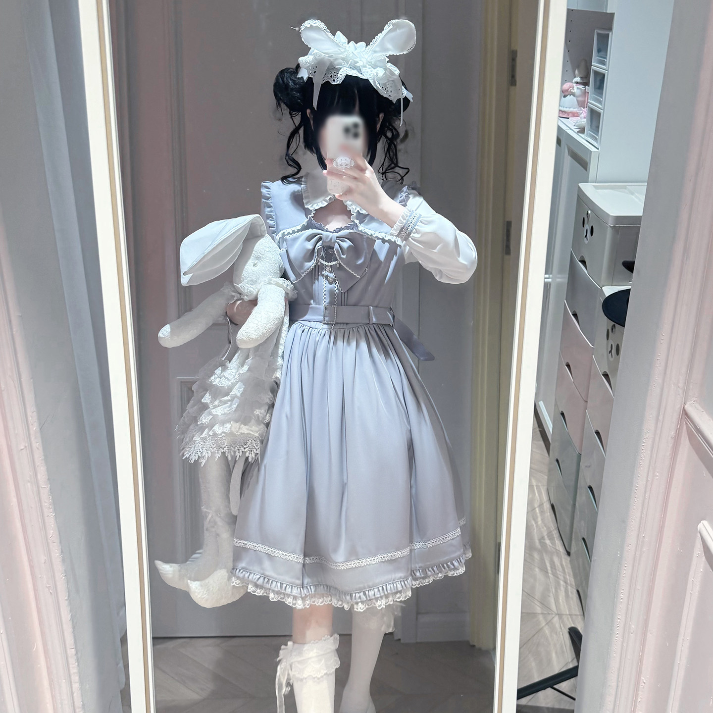 氛围元气【月光三重奏】连衣裙蕾服Lolita连衣裙镂空蝴蝶结蕾丝