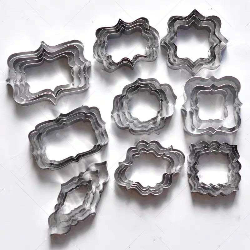 欧式婚礼镜框切模家用不锈钢饼干切模翻糖糖霜边框烘焙模具套装