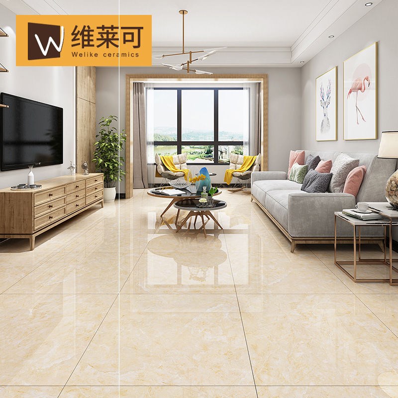 客厅通体大理石瓷砖800x800地板砖防滑耐磨背景墙砖厨房米黄瓷砖