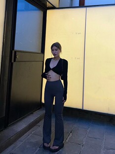 TL 现货 Lulu同款高腰收腹瑜伽服裤子黑灰二色修身显瘦健身直筒裤