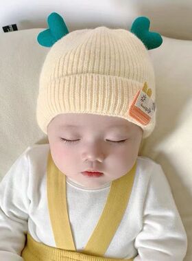 婴儿帽子冬季可爱新生幼宝毛线秋