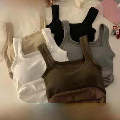 保暖背心女性内衣裤秋冬2024新吊带胸垫羊毛衬里加厚底衬衫自加热