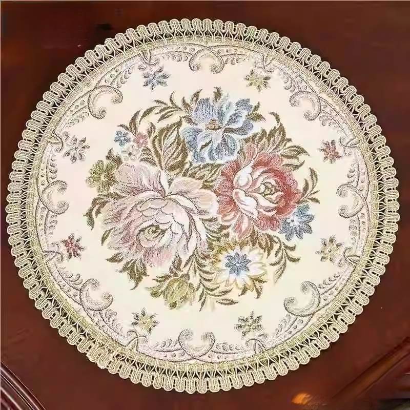 盘垫布艺欧式杯垫托盘花瓶垫子防滑隔热餐垫圆形桌垫家用餐桌防烫