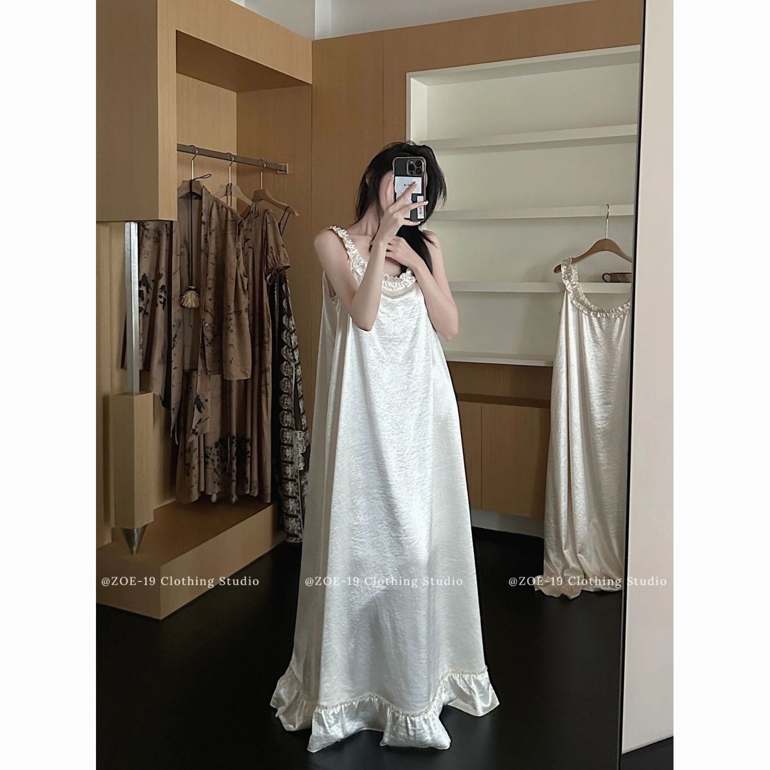 仿醋酸夏季吊带可外穿甜美睡裙