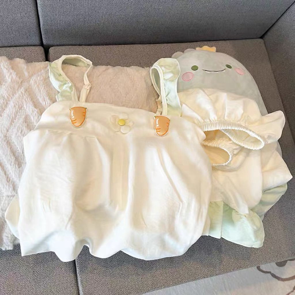 夏季云朵棉带胸垫女睡衣套装