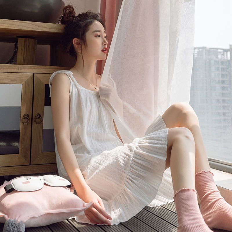 夏季纯棉吊带甜美韩版睡裙女士