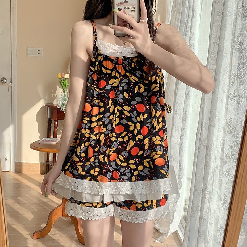 夏季甜美芒果印花外穿睡衣套装