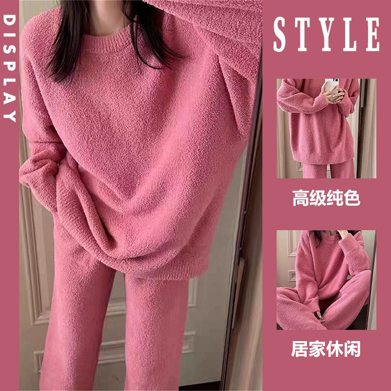 冬季加厚珊瑚绒长袖少女睡衣套装