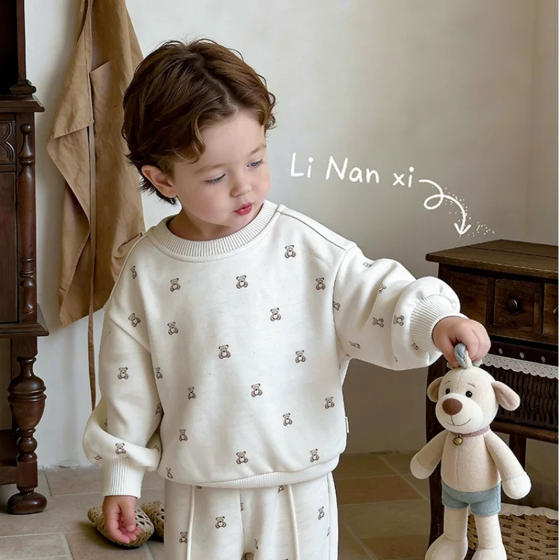 里南希 韩版男童卫衣套装2026早春新款儿童春秋洋气上衣女童长袖