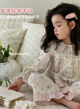 大小卷HeyHoney26新款春款女童睡衣新款长袖儿童家居服套-210079