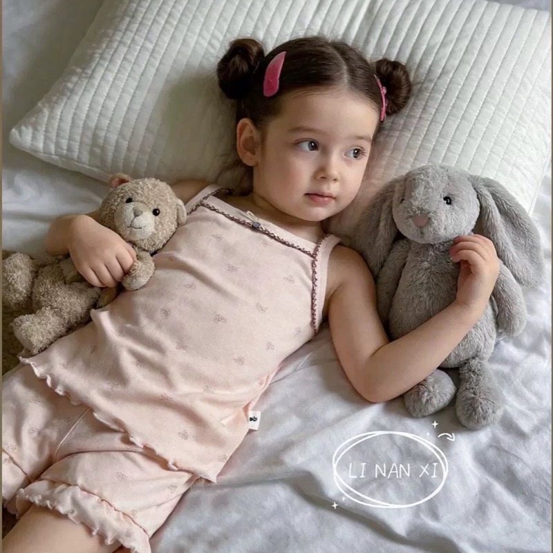 里南希 女童吊带莱卡棉花边小碎花背心无袖2026夏季儿童清凉内搭