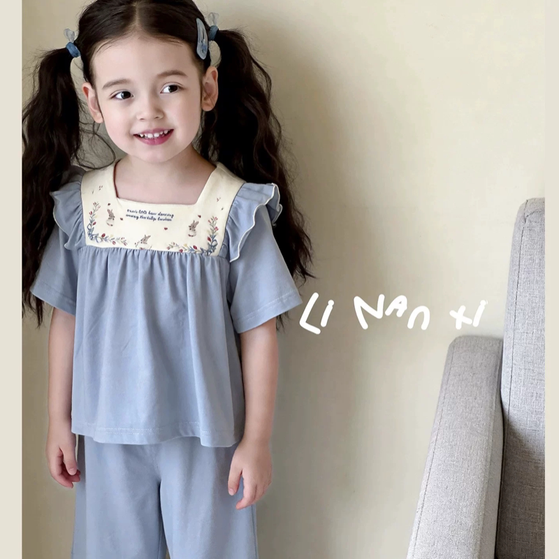 里南希 女童夏季睡衣套装2026新款儿童家居服a类薄款亲肤透气纯棉