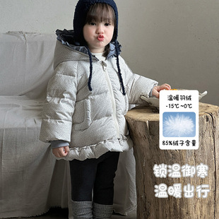 婴幼儿羽绒服90白鸭绒冬季女宝宝连帽外套保暖衣服冬装加厚 a类