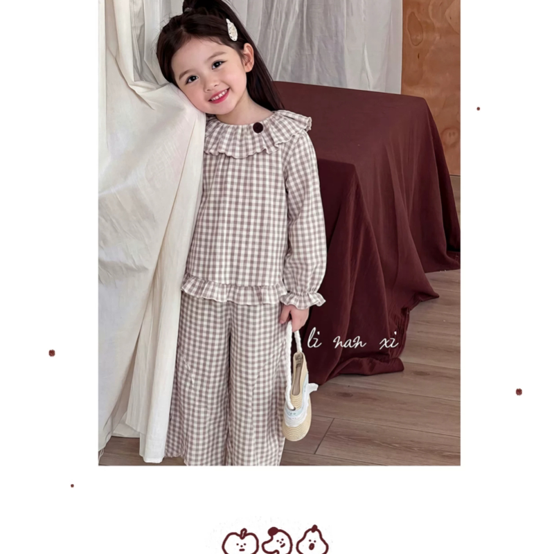 里南希 女童家居服2026年早秋新款羊毛拉架韩版两件套女宝睡衣