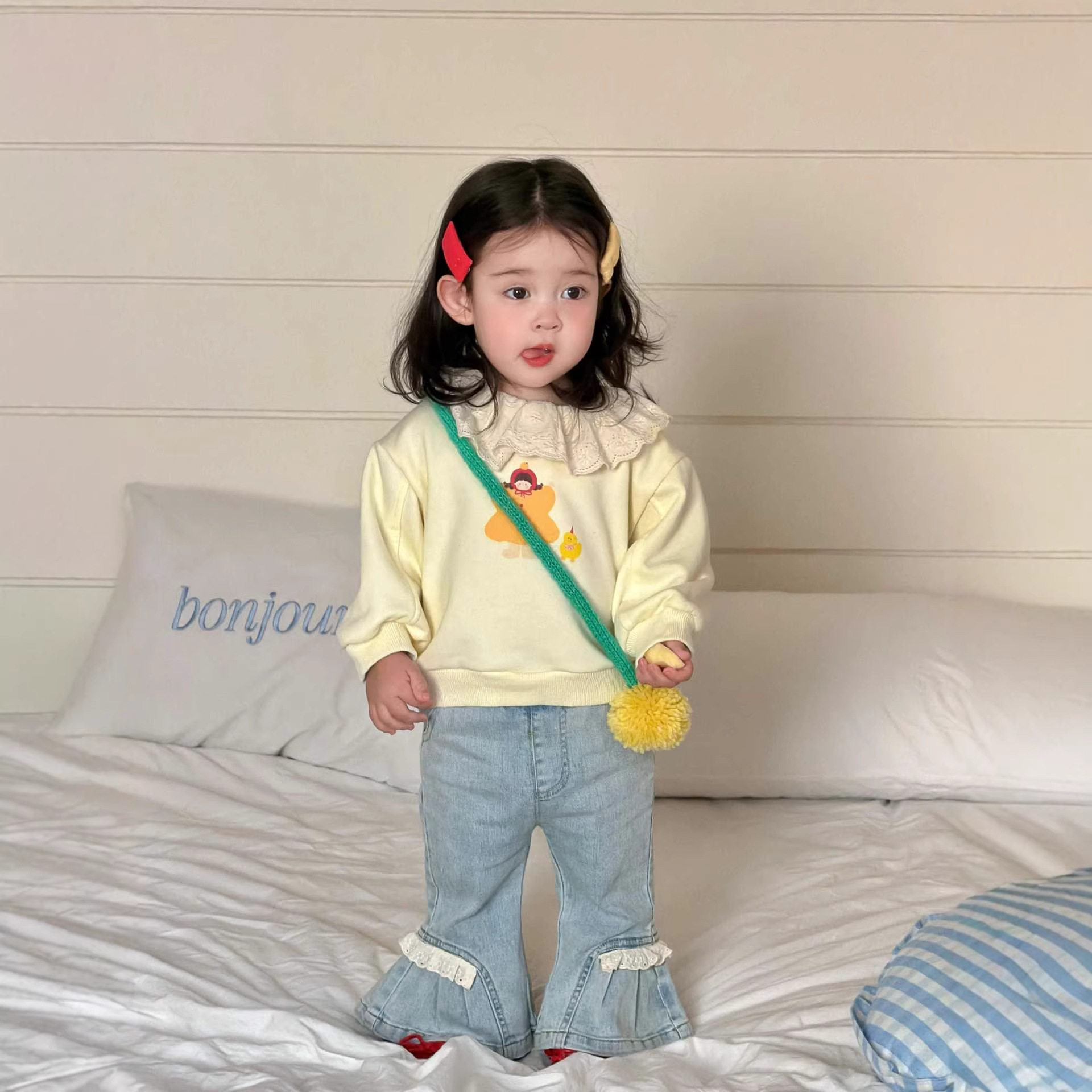 宝宝春款服装2026新款童装儿童春季衣服春款女童卫衣牛仔套装